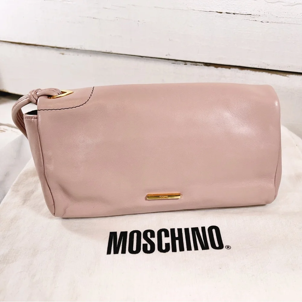 Moschino Couture Lambskin Leather Bow Clutch
